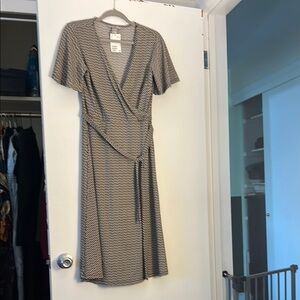 Elegant Black and White Wrap Dress